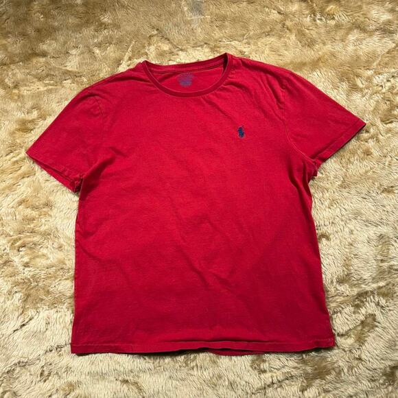 Red Polo RL Men's Large Ralph Lauren Solid Small Pony Summer 21x25.5 Retro - Picture 1 of 6